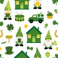 Seamless pattern Patrick`s day Gnomes vector illustration Royalty Free Stock Photo